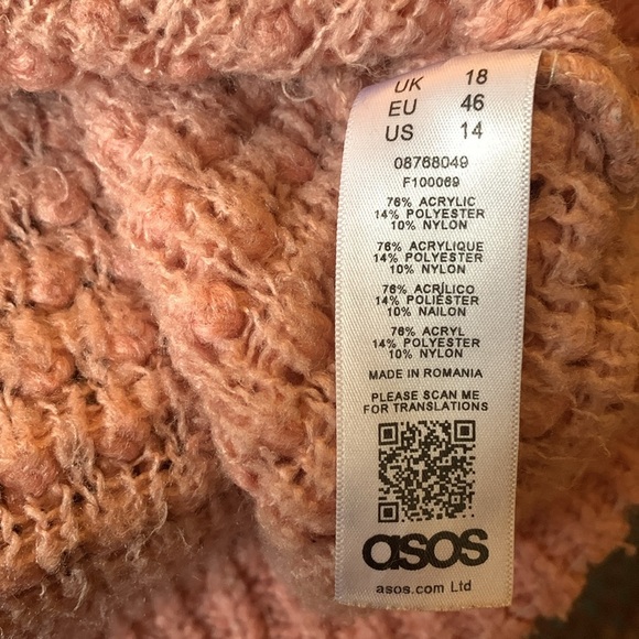 ASOS DESIGN Chunky Oversized Cardigan Dusty Pink Size 14 clean girl - Picture 7 of 7